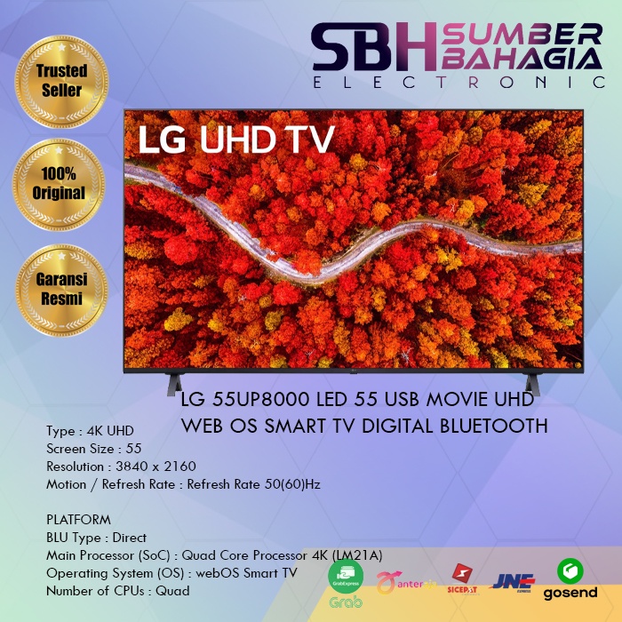 LG 55UP8000 LED 55 USB MOVIE UHD WEB OS SMART TV DIGITAL BLUETOOTH (NEW) (KHUSUS BANDUNG)