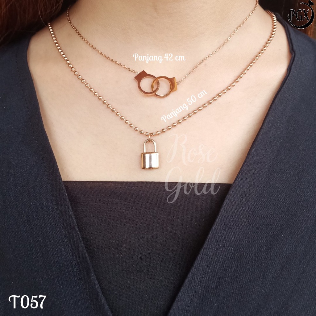 PGX Kalung Titanium Wanita Anti Karat Aksesoris Fashion Perhiasan Premium - T057