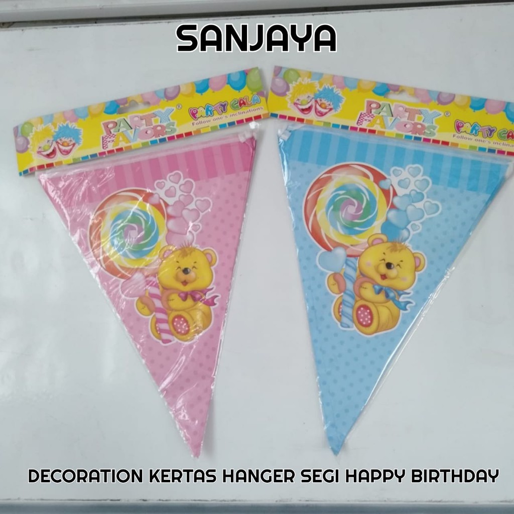 Bunting Flag Karakter / Bendera Segitiga Ulang Tahun / Banner Flag Happy Birthday / Decoration Kertas Hanger Segi Happy Birthday