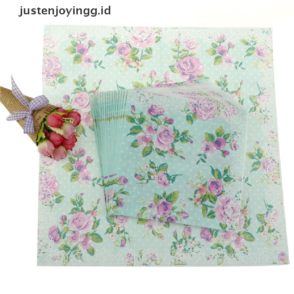 // justenjoyingg.id // design color printing paper napkins rose festive party tissue floral decoration 20pcs ~