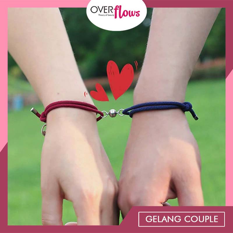 OVERFLOWS.ID 2 Pcs Gelang Couple Magnet Bahan Tali Rope Gelang Persahabatan Murah