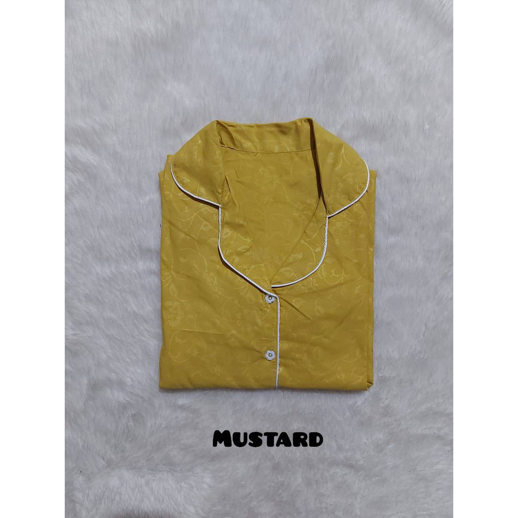 STELAN PIYAMA BAJU TIDUR PP JUMBO EMBOS DEWASA GOOD QUALITY LD 118 CM-MUSTARD