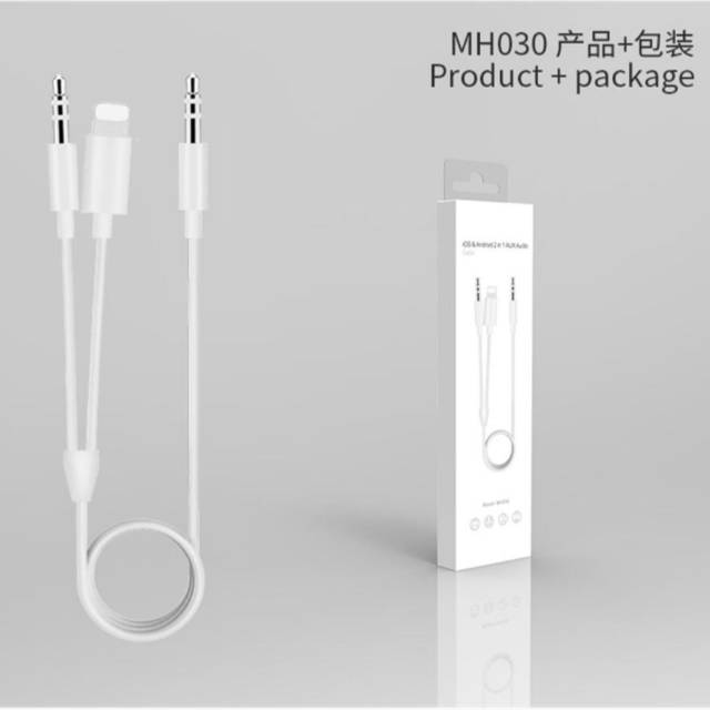 Cable Lightning Iphone to Audio 3,5mm AUX 3in1 MH030 Kabel Lightning 3in1 MH030