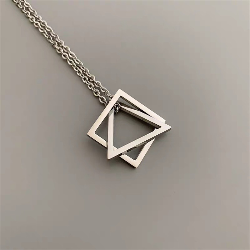 Geometris Segitiga Baja titanium hiphop hip hop Kalung Pria Trendi Tampan Keren Bumi disco Liontin Sederhana Wanita