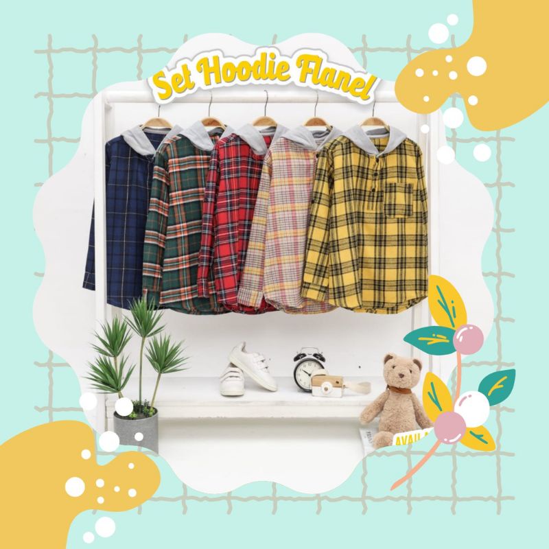 Afsheenastore Hoodie Flanel By Whaz Whuz / Setelan Kemeja Flanel Anak