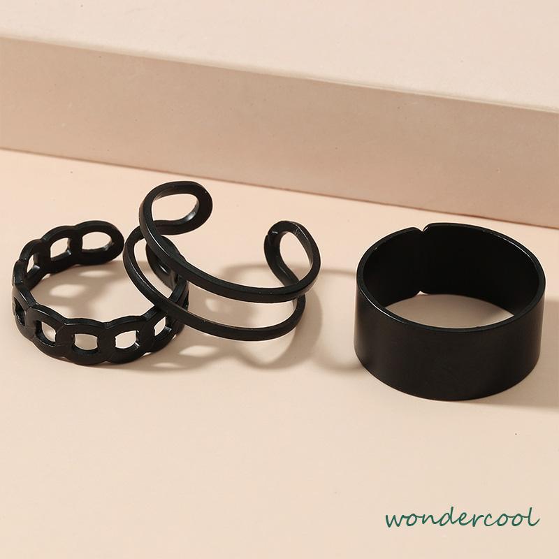 3pcs Set Cincin Jari Knuckle Gaya Vintage Punk Korea Untuk Pria Dan Cincin Wanita -Won