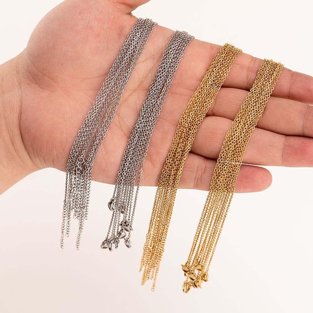Needway Chains Komponen 10pcs/lot Untuk Membuat Perhiasan DIY Bahan Aksesoris Link Rantai Stainless Steel Dengan Lobster Clasp Kalung Temuan Perhiasan