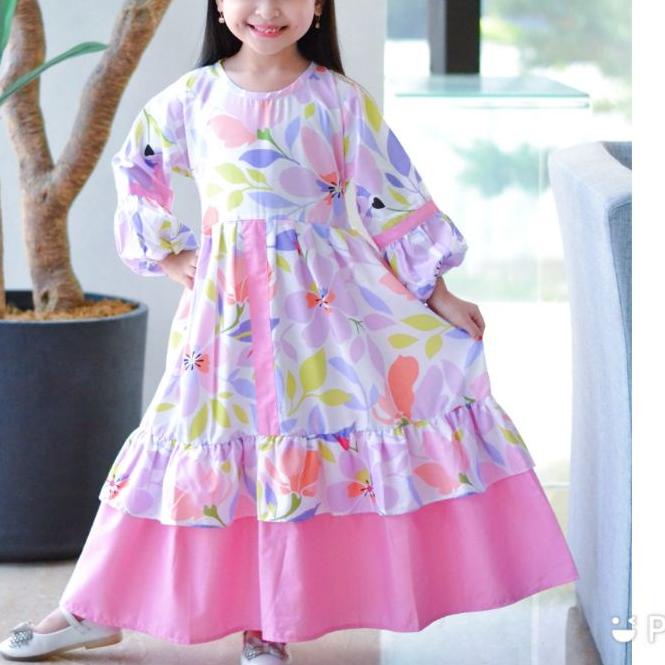 ➸ Baju Gamis Muslim Anak Perempuan Murah Resmi Bahan Kain Katun Halus Lembut Adem Usia 3 4 5 6 7 8 T