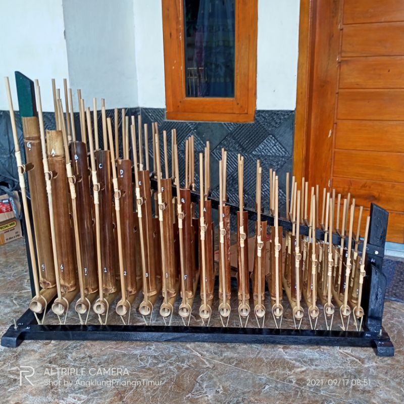 Angklung pengamen 18 nada tabung 2, bambu hitam nada ( G - c )
