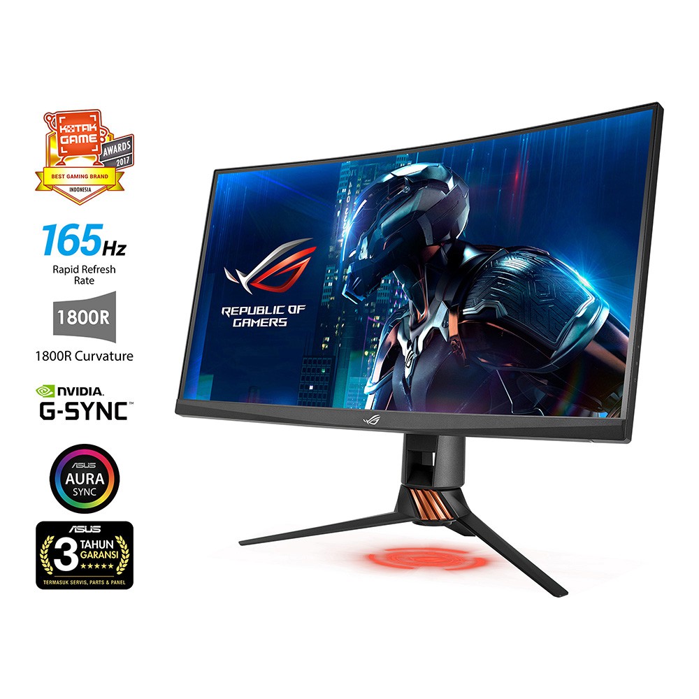 ASUS ROG Swift PG27VQ Curved Gaming Monitor 27 inch 2K WQHD (2560x1440), overclockable 165Hz, 1ms