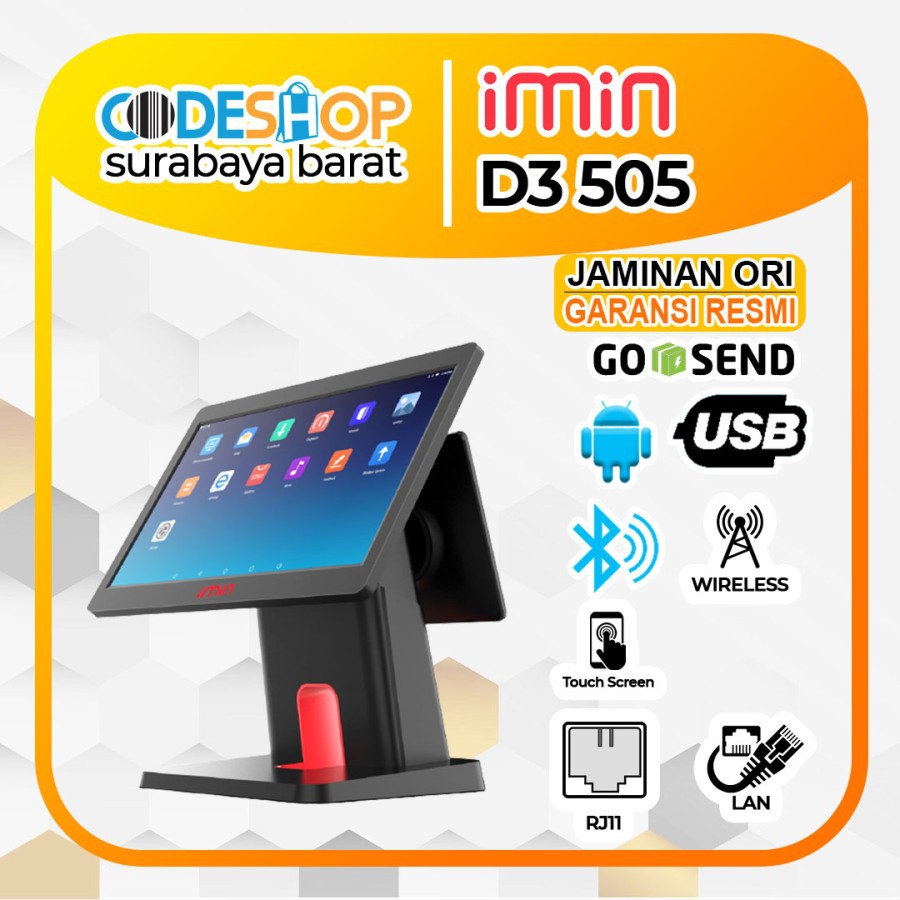 MESIN KASIR ANDROID IMIN D3 505 / D3505 / D3-505 DUAL LAYAR TOUCHSCREN