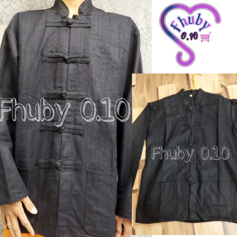 Surjan Tenun Dewasa Model Shanghai Koko Hitam Polos - Surjan Lurik Dewasa/surjan hitam