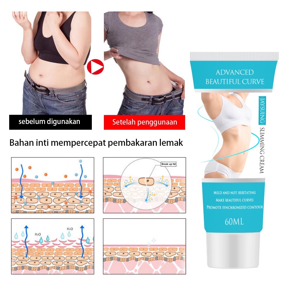 SLIMMING CREAM ORIGINAL / SLIMMING GEL / LOTION PELANGSING BPOM ORIGINAL 60ml PELANGSING DETOX PELUNTUR LEMAK BADAN HERBAL ALAMI Pelangsingan tubuh dengan cepat