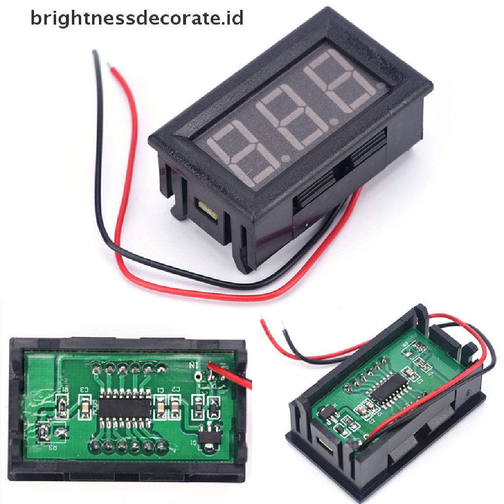 Voltmeter Tester Tegangan Baterai Digital Mini Dc 0-30v Warna Merah Untuk Mobil