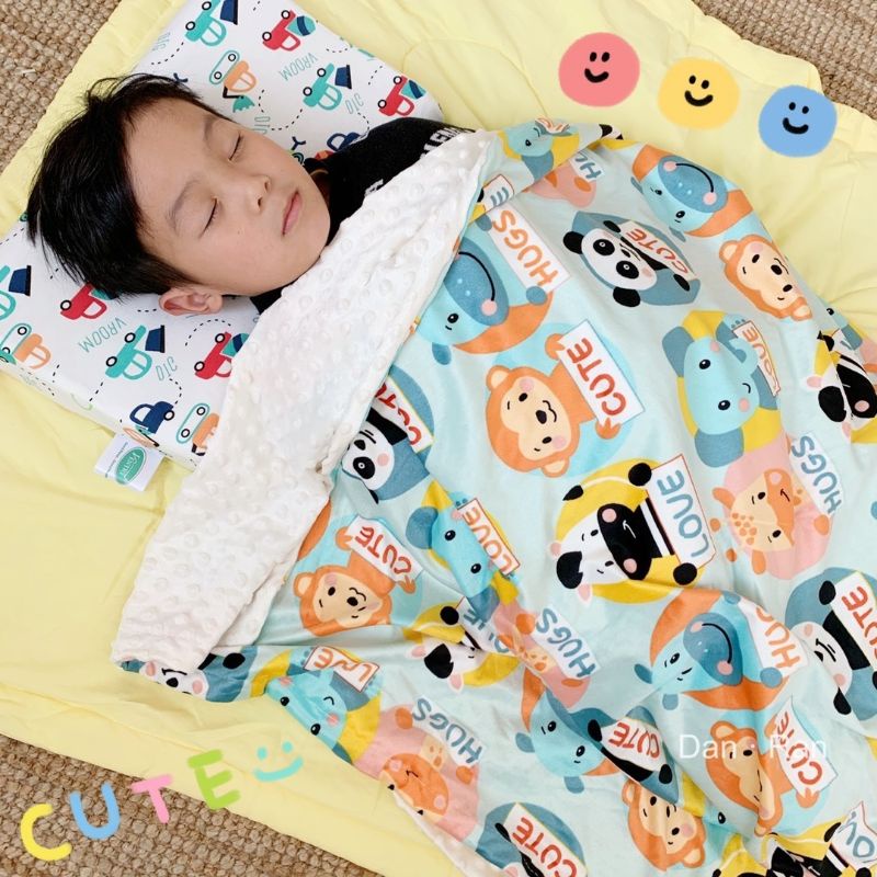 Selimut bayi double fleece printing bintik motif premium jumbo