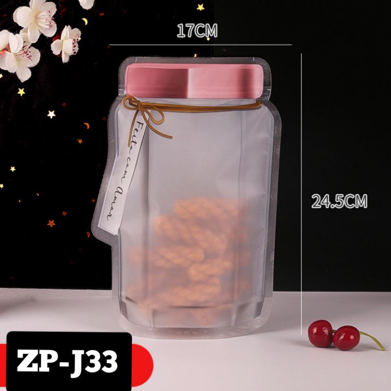 ZIPLOCK BAG 3D TOPLES JAR MEWAH ZIPPER COOKIES SNACK KACANG LUCU