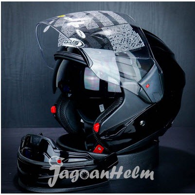 ZEUS HELM ZS611C SOLID | BLACK METALIC |  ZS 611C | ZS-611C | Double Visor-STANDAR