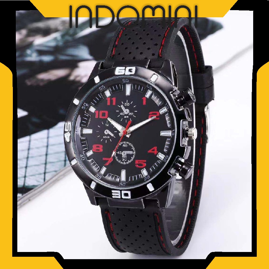 INDOMINI Jam Tangan Pria Sport Chrono Korea Fashion Quartz Men Silikon Analog Watch / Jam Tangan Pria Sport JT048