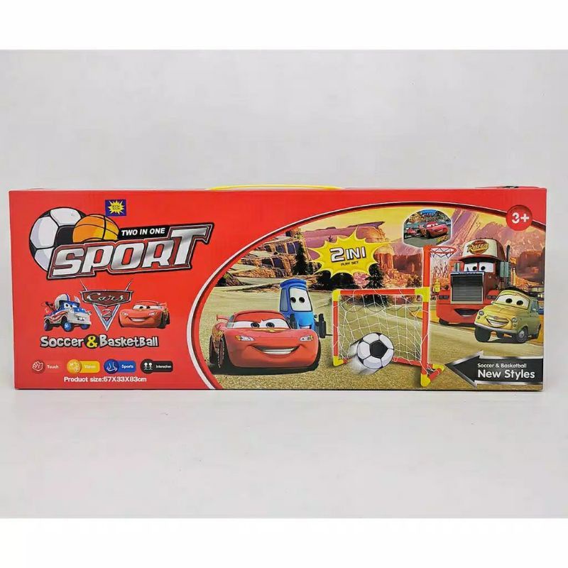 Mainan Anak Gawang Sepak Bola Ring Basket ball soccer foot ball 2in1 Cars edition