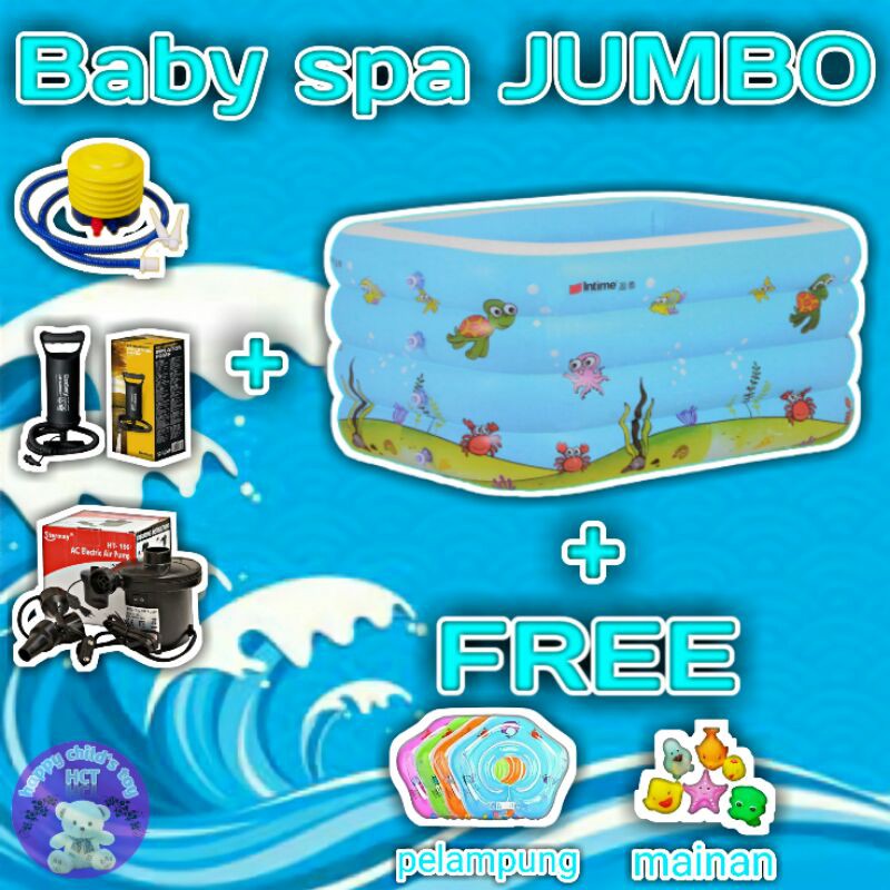 kolam renang mandi bathtub bayi baby anak anak kecil spa jumbo besar karet intime + pompa angin