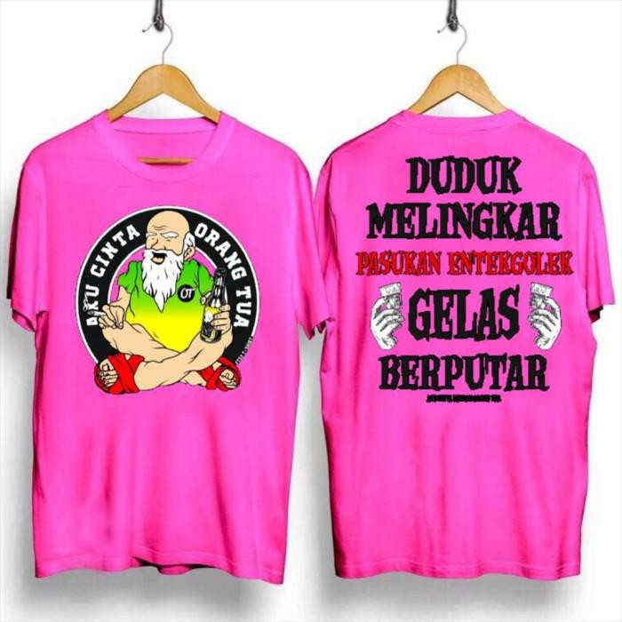 ORANG TUA/ DUDUK MELINGKAR/KAOS DISTRO /BAJU COWOK /TSHIRT PRIA - Pink Katun