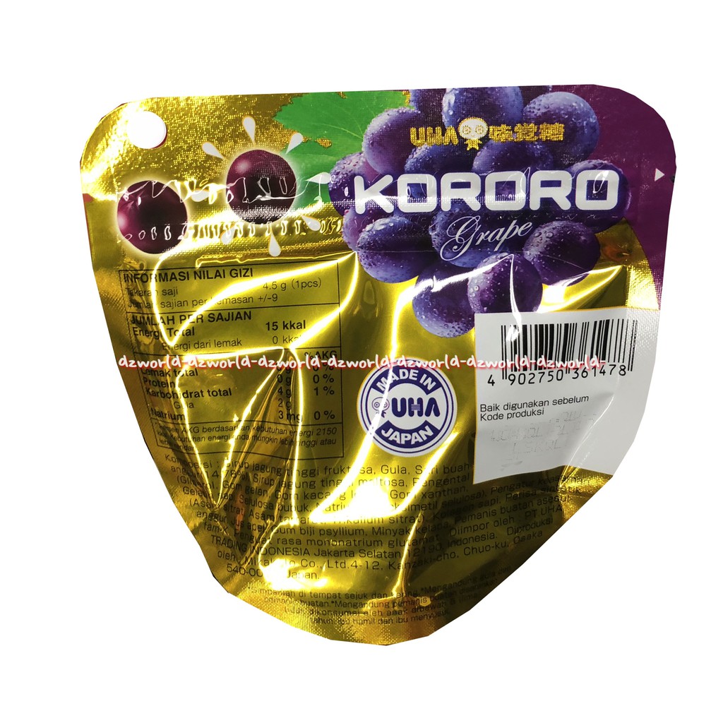 Kororo Grape 40gr Real Fruit UHA Permen Jelly Kenyal Rasa Anggur Ko Ro Ro