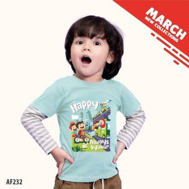  Kaos  Anak  Cowok  Lengan Panjang Afrakids AF 232 Shopee  