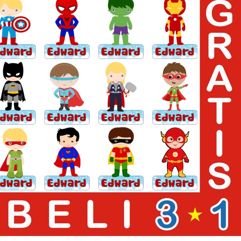 

Jangan Ketinggalan order.. STIKER LABEL NAMA WATERPROOF FUNGKY CUTE HERO