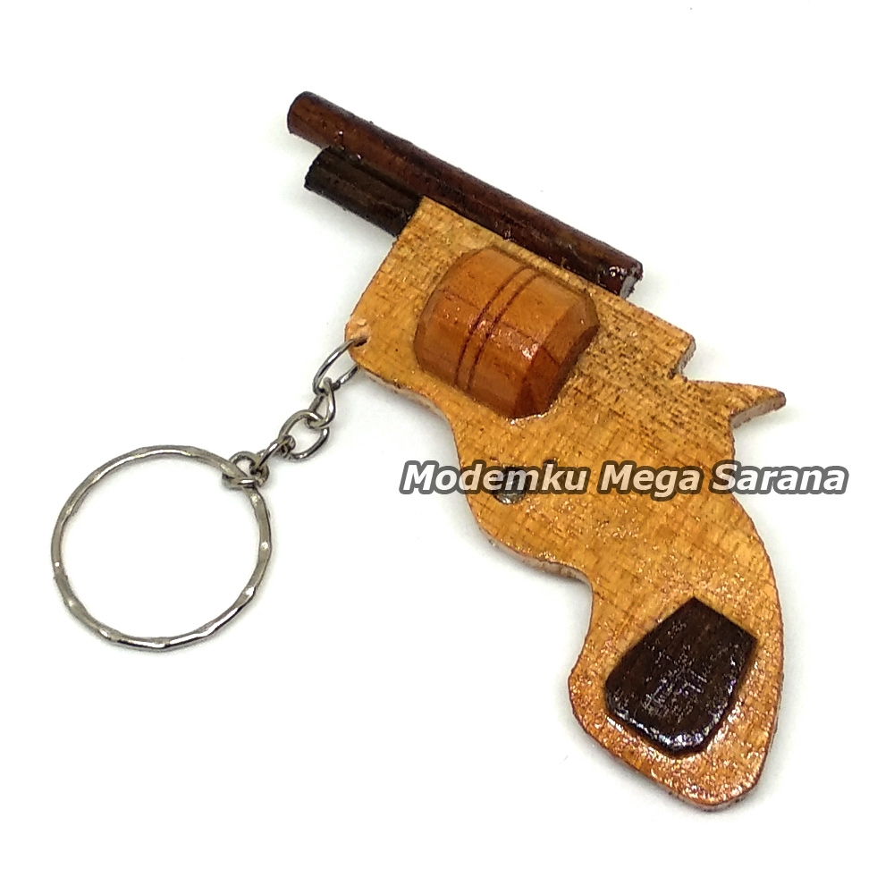Gantungan Kunci Kayu Unik Jogja - Banyak Pilihan-Pistol
