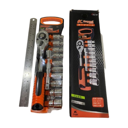 PROMO!!!KUNCI SOCK SOKET SET 1/2 in KUNCI SOKET PAS - KUNCI PAS 10 - 32 mm  24 pcs ada juga KAPUSI Kunci Shock / Kunci Sok Set 1/2inch 12 pcs dan 1/4inch 46 Pcs Full Lengkap Socket Tool Kit Pas Ring L Motor Mobil-1