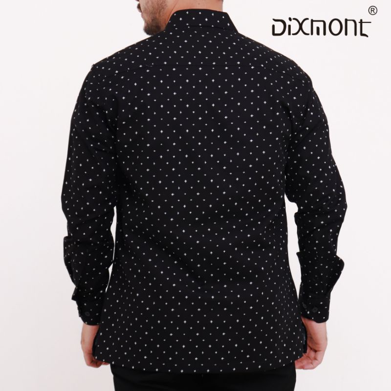 Dixmont Kemeja Pria Basic Formal Motif Lengan Panjang Hem ML01621