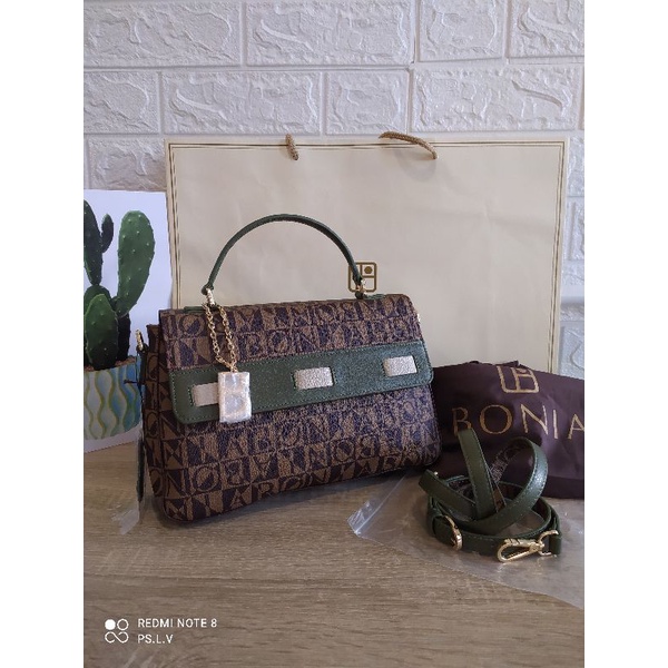 BONIA MONO MULTI RIBBON FLAP SATCHEL