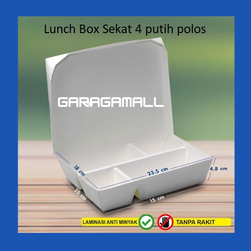 

Lunch box kotak makan sekat 4 lunch box paper kotak bento box bento kotak makan sekat 4 paper lunch box (isi 20 pcs)