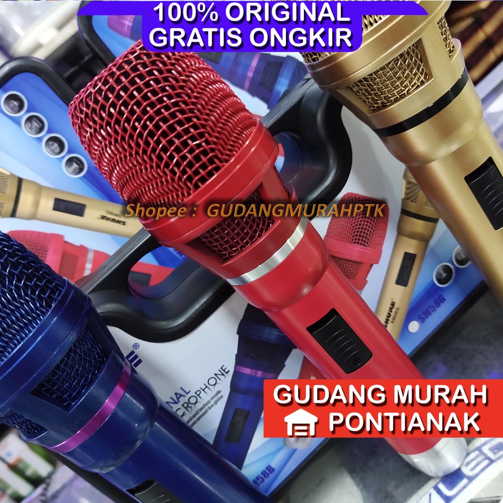 Mic Shure Sepul besar Suara Mantap nyaring dan bersih WARNA WARNI COLORFUL SM58SGB