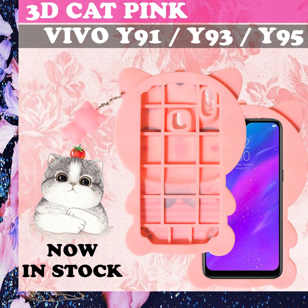 Softcase 4D Xiaomi Redmi Note 8 Pro Silikon 3D Pink Cat Lucky Cat / Silikon Case Soft Case-kucing pink