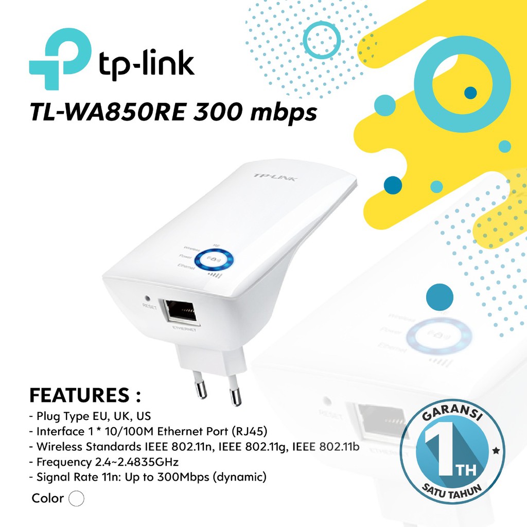 TP-LINK TL-WA850RE 300Mbps Wi-Fi Range Extender Original - Garansi 1 Tahun