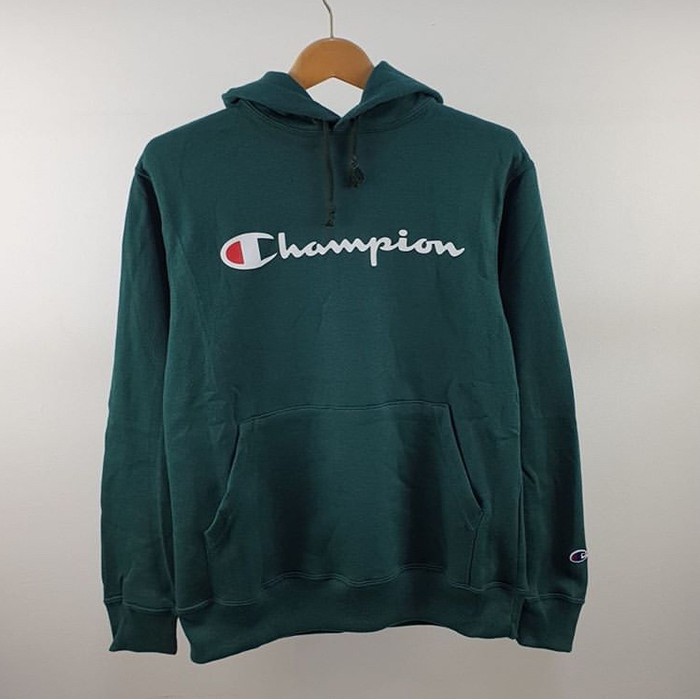 CHAMPION SCRIPT HOODIE FOREST GREEN