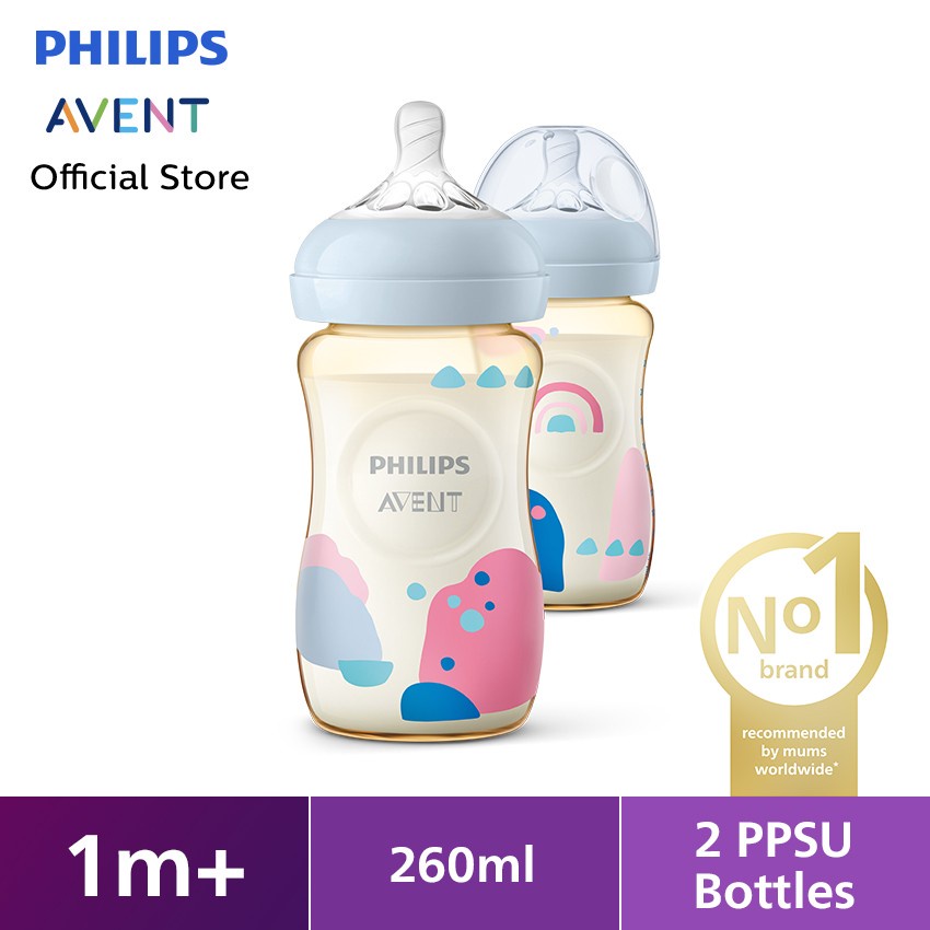 Philips Avent Natural PPSU Twin Bottle 1M+ 260ml SCF582/20 Botol Bayi