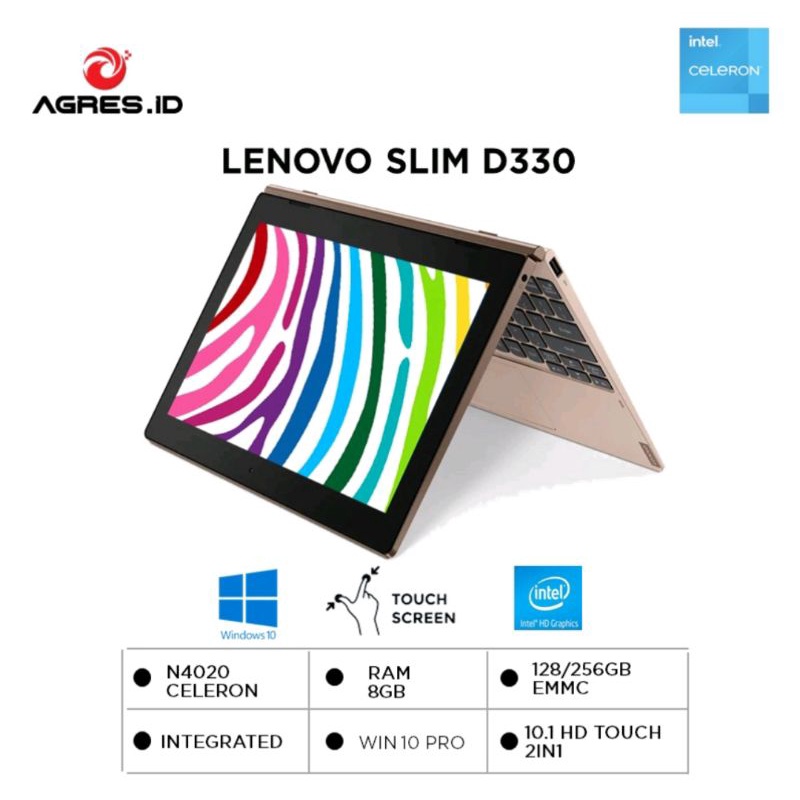 LENOVO SLIM D330 FLEX TOUCH N4020 8GB 128GB W10PRO 10.1 GRY
