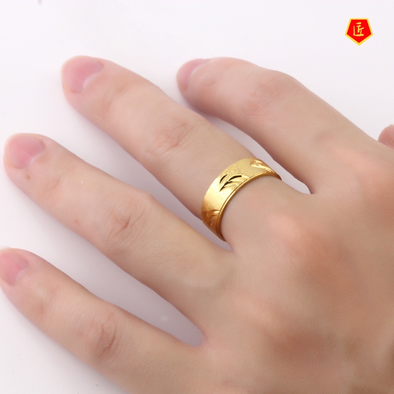 [Ready Stock]Personalized Simple Gold Ring Men's Fashion Ornament