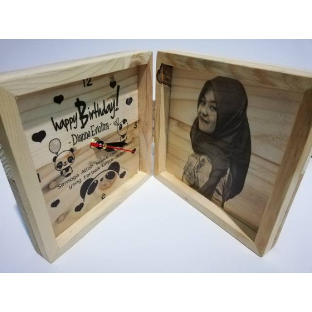  Jam Kayu Custom  Sketsa Wajah Karikatur Kado Hadiah 