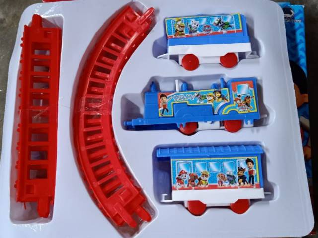 Mainan kereta api karakter PAM patrol gauge electric train set / mainan kereta api PAM 3 gebong rell