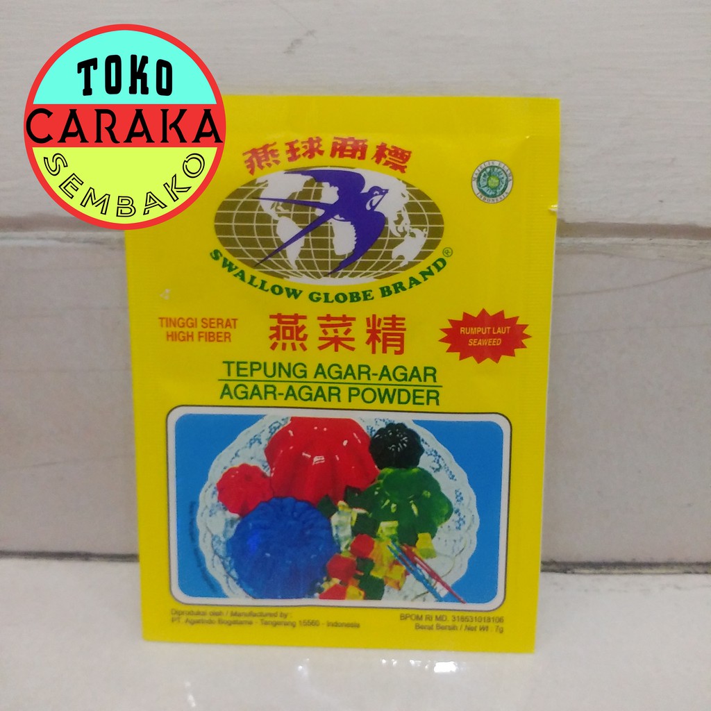 

Agar Agar Bubuk Swallow Globe - Plain / Bening - Ager Sachet - 7g