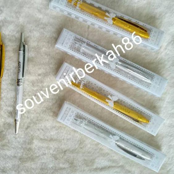 

Isi 100 pcs Souvenir Pulpen Emas Perak Kemas Mika ,,