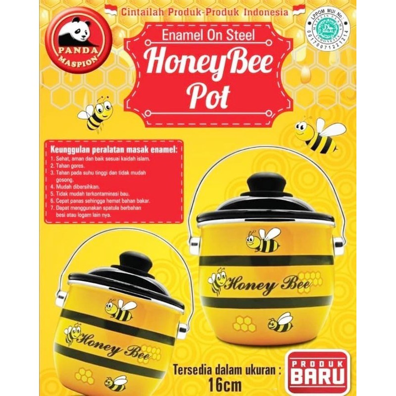 Maspion Panci Kesehatan Honey Bee Pot 16 cm Enamel / Periuk Serbaguna - Panci Anti Lengket