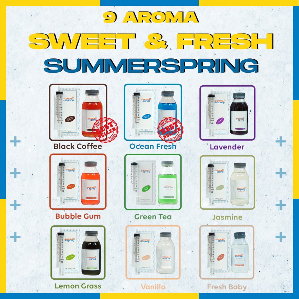 Summer Spring - Refill Botol Apel - Pengharum Pewangi Parfum Ruangan Mobil Toilet Ruang Tamu Dapur Lemari Pakaian Kamar Mandi Tidur Closet Wc - 100ml