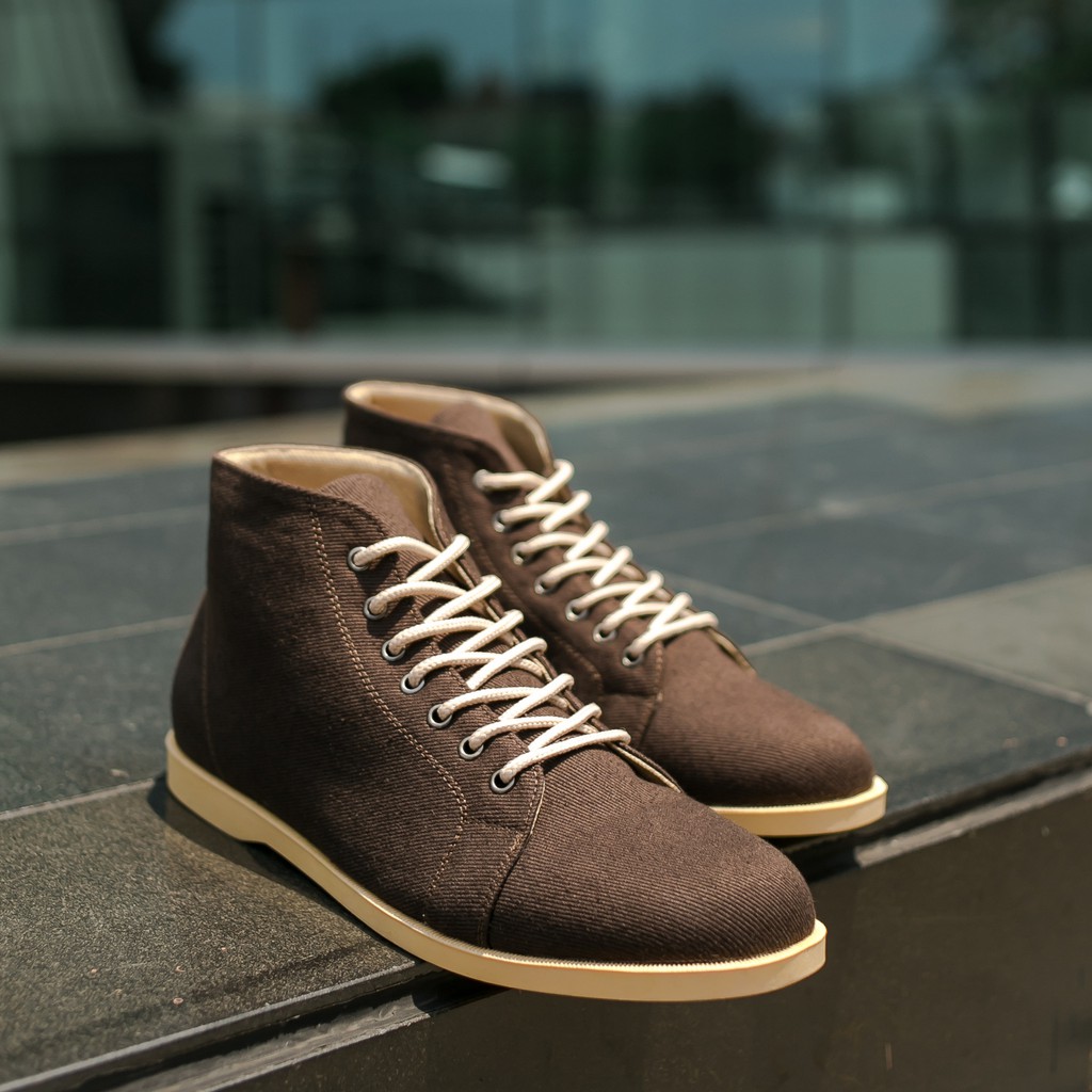 ELVRA Footwear - Sepatu Pria Sepatu Sneakers Sepatu Kasual Casual Sepatu Kanvas Canvasl - Morven Brown Cream