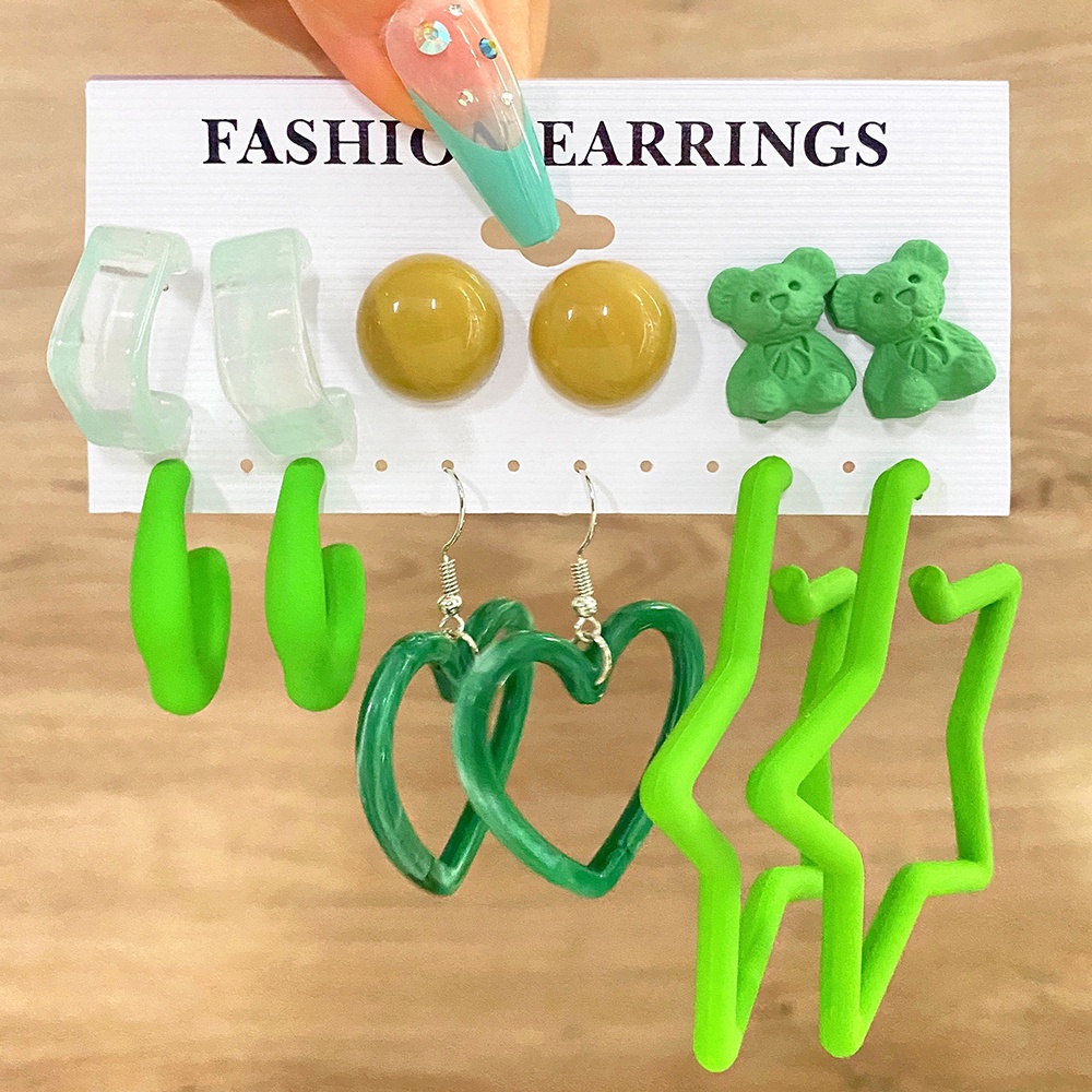 6 Pasang / set Anting Geometris Bahan Akrilik Resin Gaya Vintage Untuk Wanita