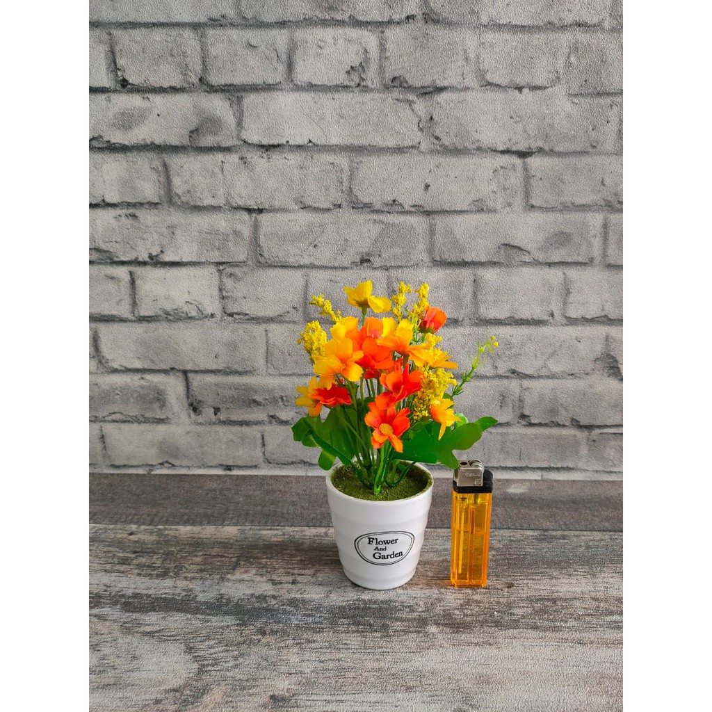 Paket Hemat Bunga Plastik Hias + Pot MF08-03A-5