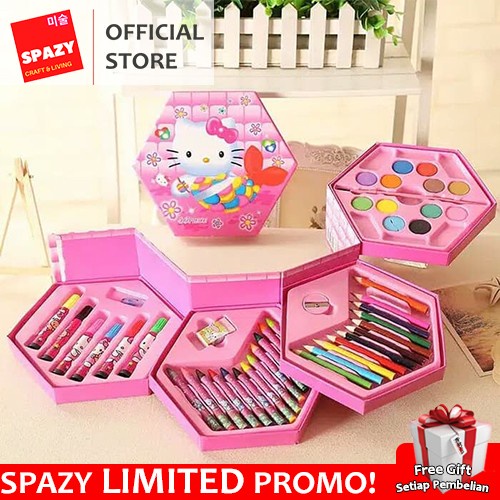 

(DISKON TERMURAH) Spazy - Crayon Set 4 in1 mewarnai anak 46 pcs Motif Kartun Terlengkap - motif cowok, bungkus kado
